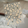 Yellow orchid 5D embossed nail sticker with white bows for sweet floral DIY nail art - TL-421-5D Embossed Style