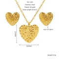 Set di collana e orecchini a cuore in acciaio inossidabile placcato oro 18K - Stile Cuore Texturizzato (1549)