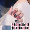 Self-adhesive nail sticker SS-083 featuring purple starry sky and black moon designs - Pink Purple Starry Sky Cat Ear Moon Style (SS-083)