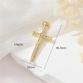 Retro 14K gold plated cross pendant with clear zircons, size 46.3mm by 18mm - 14K Gold Long Cross H-5838