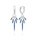 Silver drop earrings featuring a sunburst design with sparkling blue zircons and crystals - Blue Zirconia Spike Tassel