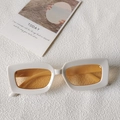 Fashionable oversized square sunglasses with white frame and yellow tinted lenses - White Frame Yellow Lens
