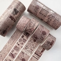 Washi-Tape Set aus Kraftpapier im Vintage-Stil mit Zeitungs- und Naturmotiven - Handschriftliche Radierung