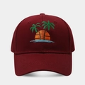 Berretto da baseball bordeaux classico con ricamo di palme tropicali per protezione solare - Regolabile / Borgogna