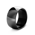 Polished black 12mm wide band ring with a glossy finish for men in punk hip hop style - US 5 / Black
