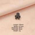 Black mirror titanium steel boy shape bead with dimensions 9.8x8.7mm on pink silk - Boys / Black