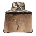 Jungle camouflage outdoor sun hat with neck protection flap and wide brim for hiking - Woodland Camouflage