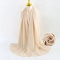 Lightweight beige bubble chiffon scarf on mannequin with close-up fabric texture detail - Beige