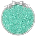 Mint green 2.5mm glass seed beads in a silver bow container for DIY jewelry making - Golden Green (10g/Pack Approx 700pcs)