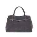 Sac fourre-tout gris foncé en suédine avec boucle métallique et doubles poignées - Gris