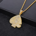 Ciondolo a cuore in oro stile hip hop con strass lucidi su catena a corda ritorta - Oro