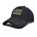 Detalle de gorra táctica negra con bordado de bandera de EE. UU. y costuras en la visera - M (56-58cm) / Negro