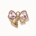 Golden alloy bow pendant with pink heart-shaped crystal for DIY necklace and bracelet - Pink Zirconia Gold Base