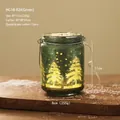 Photophore de Noël en verre vert avec motif sapin et poignée, taille 8x11 cm - Sapin de Noël vert avec style de poignée (HG18-824)