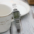 Orologio al quarzo quadrato con quadrante verde e cinturino in metallo argento - Verde