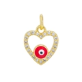 18K gold plated heart evil eye pendant with micro-pave zircons and red enamel - Red Eye Heart 1