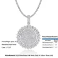 S925 sterling silver hip-hop pendant in 18K gold plating with round moissanite stones - Luxury Disc Moissanite