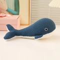 Cute dark blue and white hand-knitted whale plush toy with premium crochet texture - 25cm Whale
