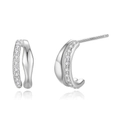 Elegant S925 sterling silver stud earrings with sparkling cubic zirconia in silver finish - Platinum Color