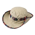 Dettaglio cappello da sole in cotone beige con nastro intrecciato colorato stile boho - M (56-59cm) / Cotone Lavato Beige Etnico