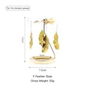 Golden spinning candle holder with feather charms for glass jars, 13cm height - 7.5CM Feather Style