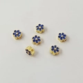Blue enamel five-petal flower beads with golden base for DIY jewelry making - 1# Daisy Spacer 7X3mm / 1 Piece