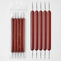 5-piece double-headed dotting tools with reddish-brown wooden handles for clay art - 5-Piece Rosewood Dotting Pen Set
