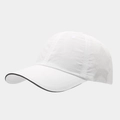 Detail of white quick-dry cap with star-shaped laser-cut vents and black piped brim - Adjustable / White
