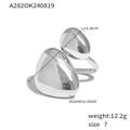 Minimalistischer, unregelmäßiger geometrischer offener Ring aus silbernem Edelstahl - US 7 / Stahlfarbe