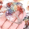 Handmade heart tree of life pendant with colorful natural chakra crystal stones - Silver Heart Tree of Life Pendant