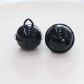 Glossy black 22mm metal craft bells with top hanging loop for DIY keychain accessories - Black