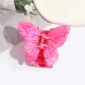 Elegant pink marble butterfly hair claw clip with a double-layered butterfly design - Rose Red