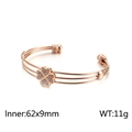 Brazalete de trébol corazón oro rosa con cristales, diseño triple hilo, medida 62x9mm - Oro Rosa (KB121477-k)