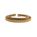 Adjustable dual-layer gold plated stainless steel bangles with woven and polished textures - Gold 2-Piece Set