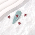 Gioielli per unghie con gemma rosa a forma di stella e base in argento su sfondo seta - Placcato Argento Zirconia Rosso Rosa
