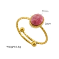 Bague martelée plaquée or 14K avec une pierre rose ovale de 9x7mm pour femmes - Rose (Rhodochrosite)