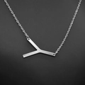 Elegant silver initial Y pendant necklace with sleek stainless steel chain for women - White Letter Y