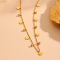 Golden necklace with alternating five-petal flower pendants and clear zircon stones - Small Flower with Stone (L409)