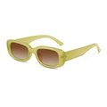Retro rectangle sunglasses with translucent jelly green frame and brown gradient lenses - Jelly Green Frame / Gradient Tea Lens