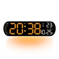 Reloj de pared digital LED con grandes números naranjas para hora, fecha y temperatura - Naranja