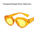 Irregular vintage sunglasses in transparent orange frame with yellow lenses - Transparent Orange