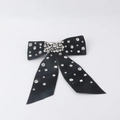 Elegante fermaglio per capelli in velluto nero con strass di lusso per donna - Velluto nero con accenti di strass