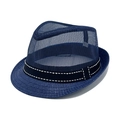 Cappello estivo in rete traspirante blu navy con cuciture bianche su nastro nero - M (56-58cm) / Blu