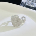 Silver stainless steel star compass ring with a unique chain-style textured band - 03 Steel Color 3832