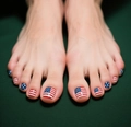 Short square American flag toe nails with stars and stripes for Independence Day style - Stars and Stripes Striped Design Style (FW62)