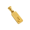 Golden rectangular letter J pendant with sandblasted texture in stainless steel - J-Single Pendant