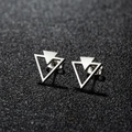 Minimalist silver geometric triangle earrings in polished stainless steel for women - Triangle / Silver