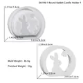 Detailed size measurement of rabbit candle holder silicone mold and finished resin project - Round Bunny Candlestick 01 Mold