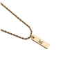 Detailed shot of golden twisted chain necklace with colorful zircon rectangular pendant - Letter K + 60CM Twist Chain