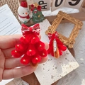 Christmas tree shaped hair clips with red plush texture and golden beads for festive styling - China Red Money Tree Pin / Approximately 5.8cm In Height